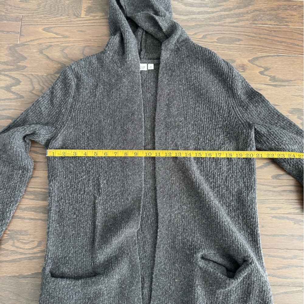 GAP Charcoal Long Hooded Cardigan Sweater - Sz XS - Picture 5 of 9